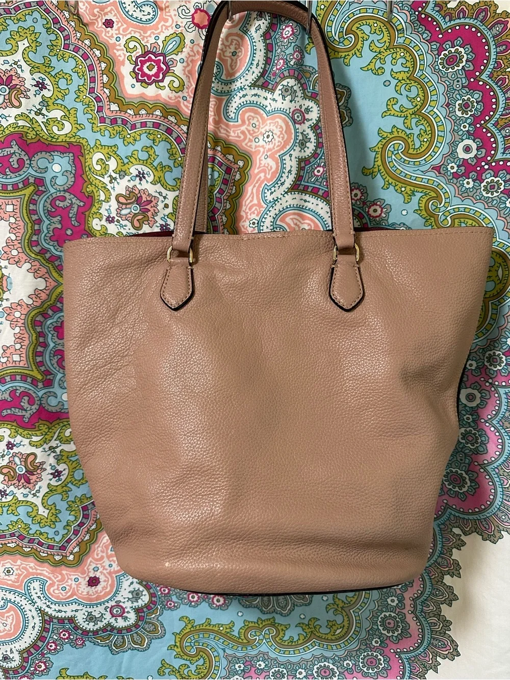 kate spade Pebbled Leather Tote in Dusty Pink